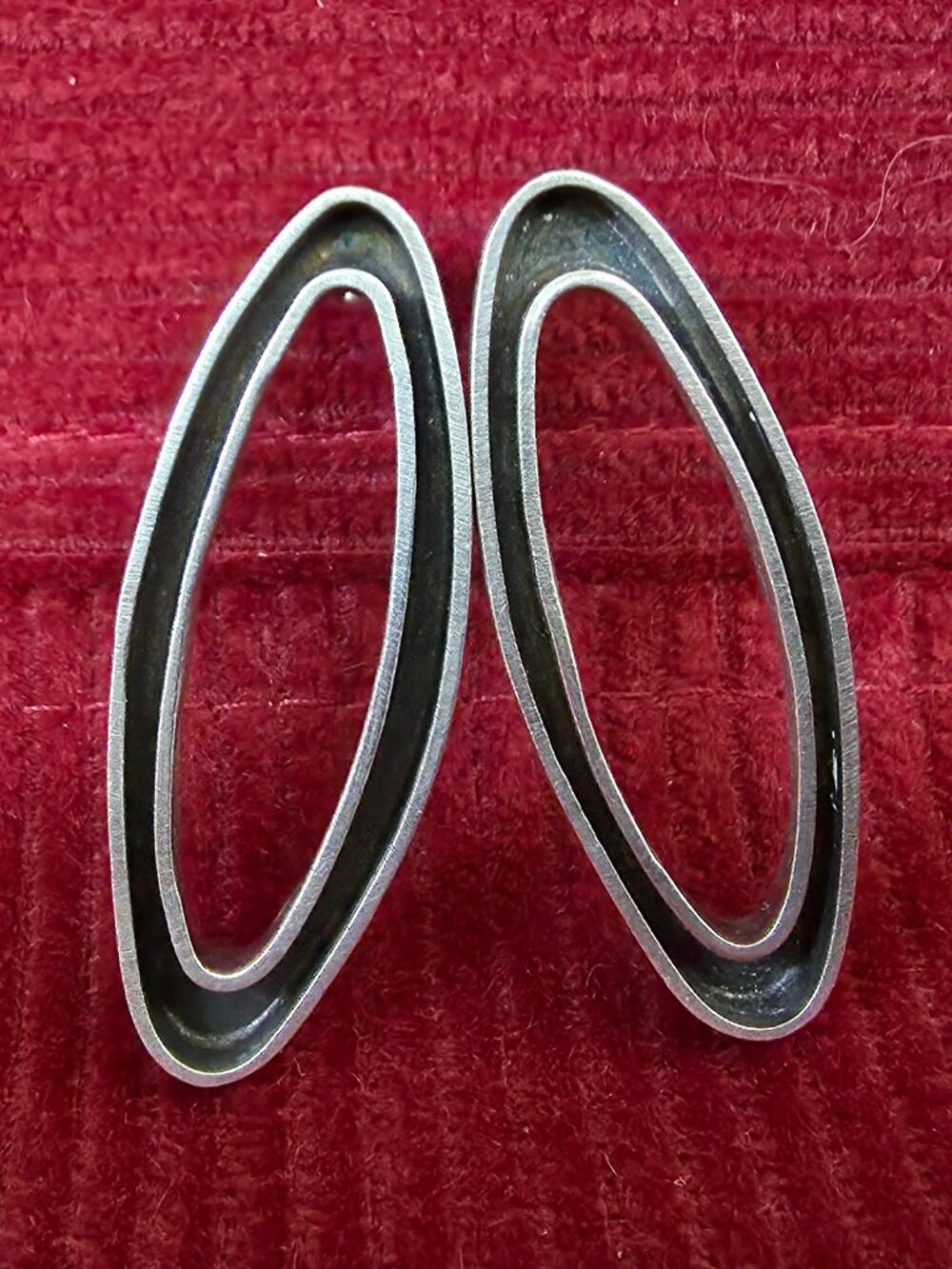 Baharal + Gnida Sterling Modernist Drop Stud Earrings | shadowbox oxidized 925